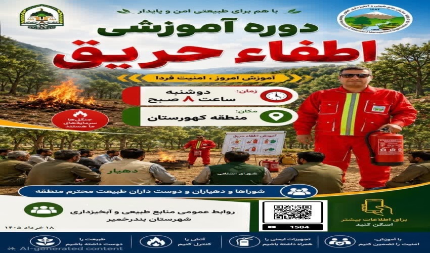 دوره آموزشی اطفاء حریق در بندرخمیر برگزار می‌شود