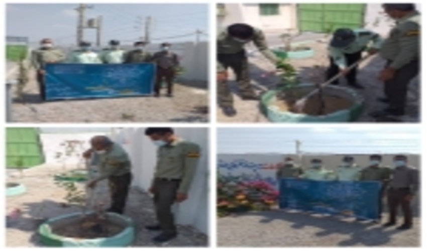 کاشت نهال  و توزیع نهال رایگان در پاسگاه انتظامی مرکزی شهرستان  بندرعباس 