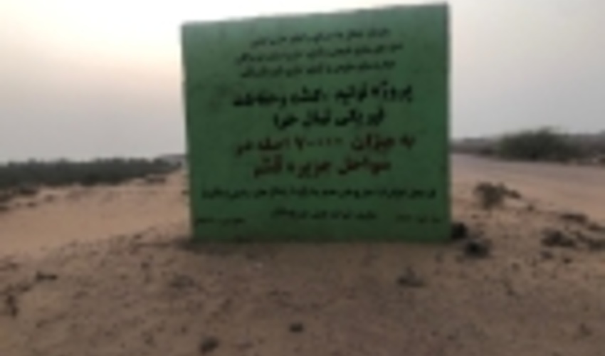 نصب تابلو پروژه تولید ، کشت و حفاظت فیزیکی نهال حرا در سطح جزیره قشم 