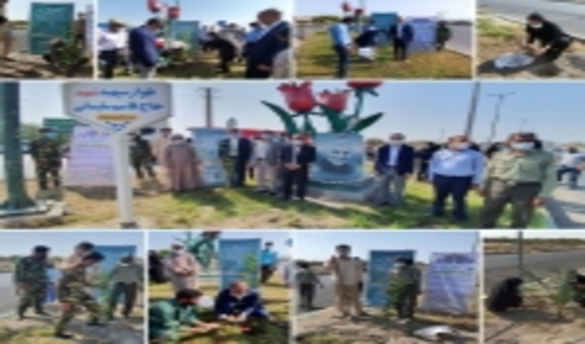 کشت نهال  به مناسبت روز درختکاری به یاد شهید قاسم سلیمانی در میناب