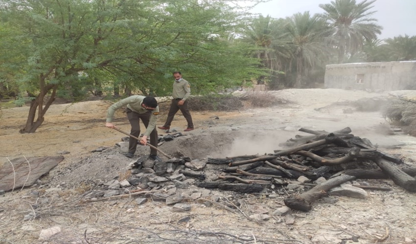 یک باب کوره زغال سازی غیر مجاز در منطقه مارم فین  کشف و تخریب شد