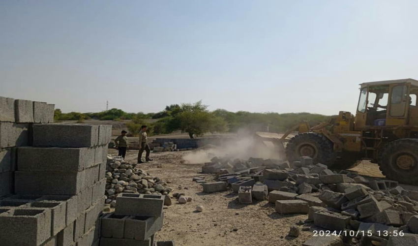 50  هکتار از اراضی ملی  منطقه  یکدار  شهرستان جاسک رفع تصرف شد