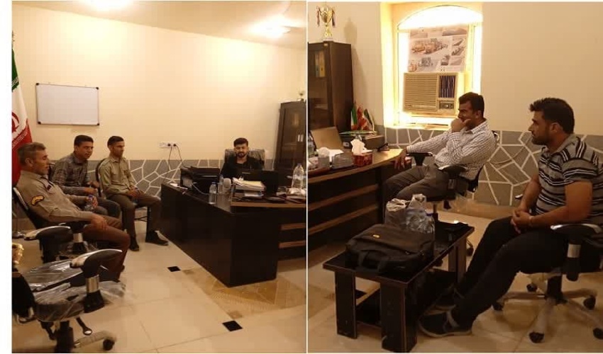 بندرلنگه / نشست نیروهای یگان حفاظت منابع طبیعی بندرلنگه با دهیار و اعضای شورای اسلامی روستای انجیره