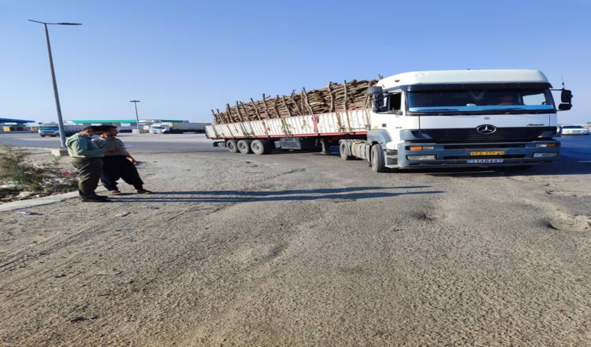 کنترل محموله های حمل چوب در جاده های مواصلاتی شهرستان بندرعباس 