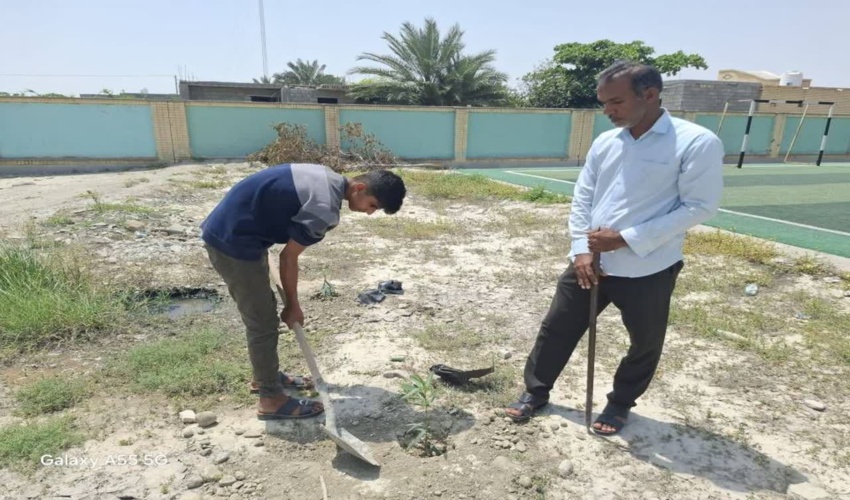 اجرای پویش "سرو ایران" دردبستان پسرانه شهید سلیمان زارعی روستای پگو شهرستان سیریک